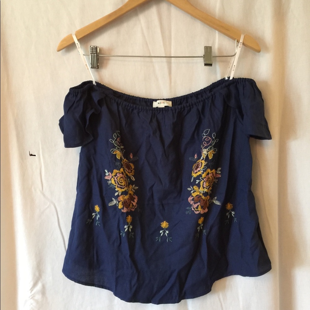 Off the shoulder embroidered top